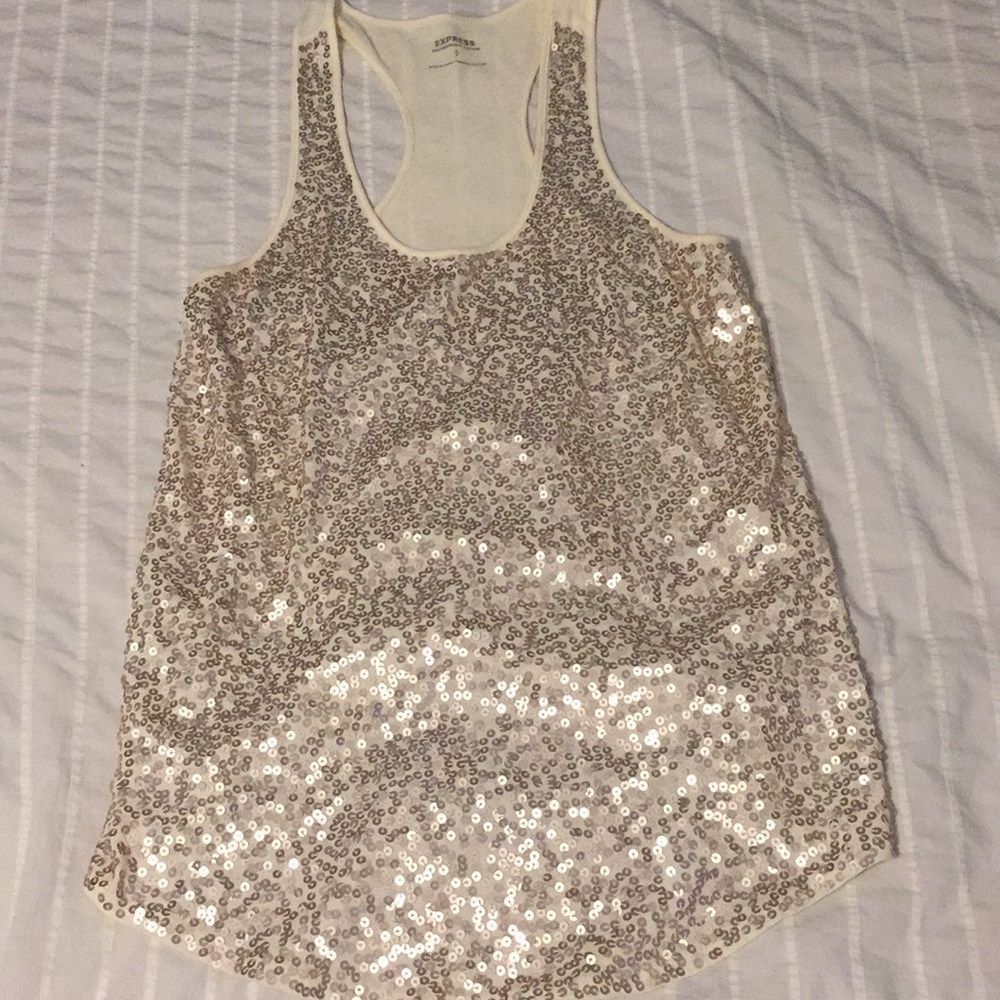 Express champagne  sequin tank top